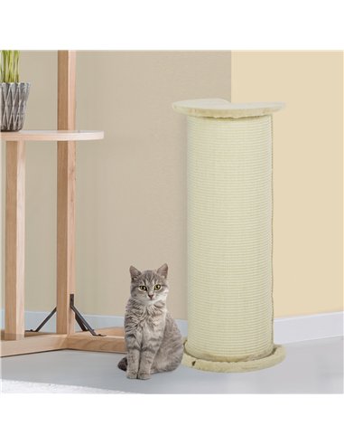 PawHut 85cm Tall Cat Scratching Post, with Sisal Rope, Soft Plush, Anti Tip - Beige