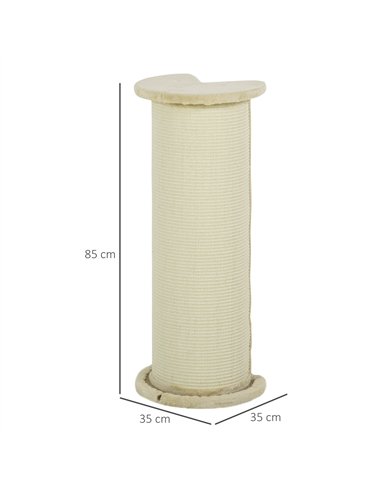 PawHut 85cm Tall Cat Scratching Post, with Sisal Rope, Soft Plush, Anti Tip - Beige