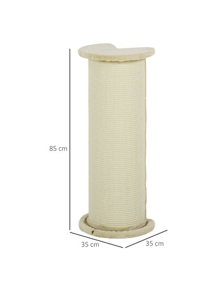 PawHut 85cm Tall Cat Scratching Post, with Sisal Rope, Soft Plush, Anti Tip - Beige - pic 146722 | FastDaddyshop