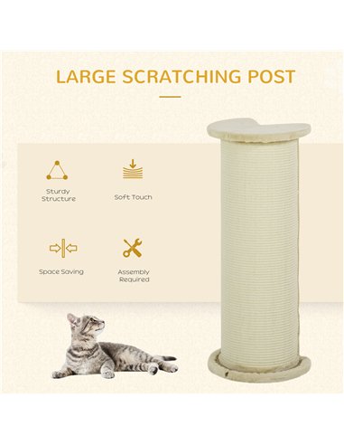 PawHut 85cm Tall Cat Scratching Post, with Sisal Rope, Soft Plush, Anti Tip - Beige