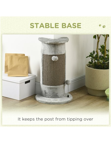 PawHut 58cm Cat Scratching Post, with Covered Plush, Play Balls, for Corner Walls - Grey - pic 146760 | FastDaddyshop