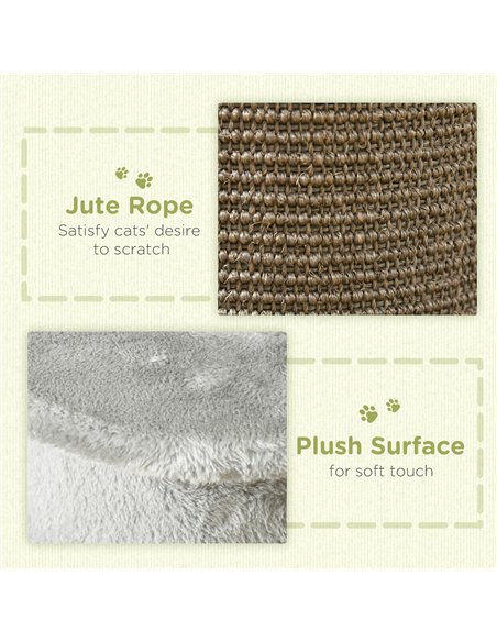 PawHut 58cm Cat Scratching Post, with Covered Plush, Play Balls, for Corner Walls - Grey - pic 146761 | FastDaddyshop