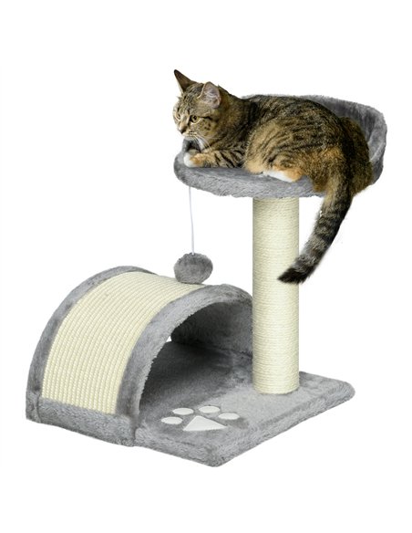PawHut Cat Tree, Kitten Scratcher Activity Centre, with Sisal Scratching Post, Toy Ball - Grey - pic 146765 | FastDaddyshop