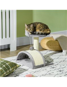 PawHut Cat Tree, Kitten Scratcher Activity Centre, with Sisal Scratching Post, Toy Ball - Grey 2