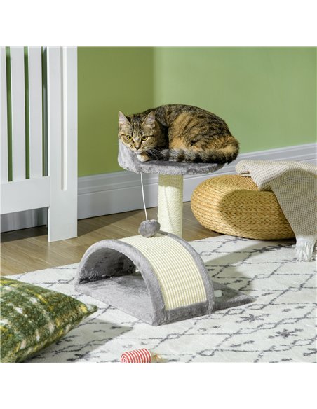 PawHut Cat Tree, Kitten Scratcher Activity Centre, with Sisal Scratching Post, Toy Ball - Grey - pic 146766 | FastDaddyshop