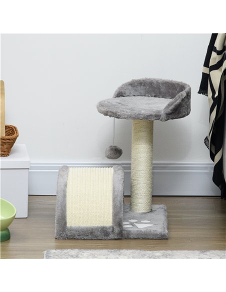 PawHut Cat Tree, Kitten Scratcher Activity Centre, with Sisal Scratching Post, Toy Ball - Grey - pic 146773 | FastDaddyshop