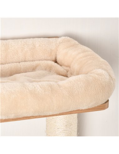 PawHut Wall-Mounted Cat Tree, with Cat House, Bed, Scratching Post - Beige