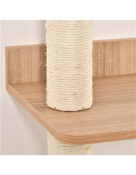 PawHut Wall-Mounted Cat Tree, with Cat House, Bed, Scratching Post - Beige - pic 146782 | FastDaddyshop