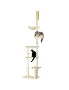 PawHut Floor to Ceiling Cat Tree for Indoor Cats, 6-Tier Play Tower Climbing Activity Center with Scratching Post, Platforms, Be
