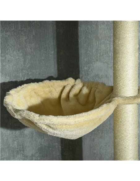 PawHut Floor to Ceiling Cat Tree for Indoor Cats, 6-Tier Play Tower Climbing Activity Center with Scratching Post, Platforms, Be - pic 146817 | FastDaddyshop