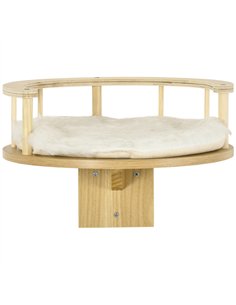 PawHut Wall-Mounted Cat Shelf with Cushion, Guardrails, 34 x 34 x 10.5cm