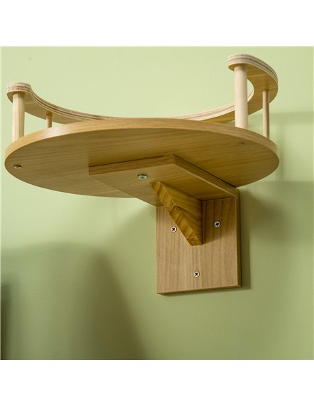 PawHut Wall-Mounted Cat Shelf with Cushion, Guardrails, 34 x 34 x 10.5cm - pic 146824 | FastDaddyshop