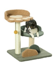 PawHut 52cm Small Cat Tree for Indoor Cats, Scratching Posts with Two Beds, Toy Ball