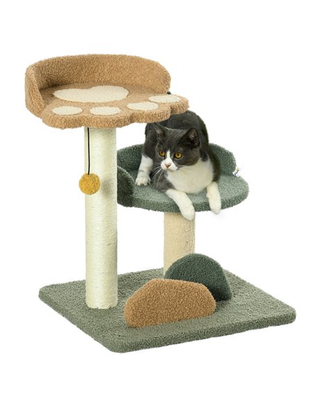 PawHut 52cm Small Cat Tree for Indoor Cats, Scratching Posts with Two Beds, Toy Ball - pic 146828 | FastDaddyshop