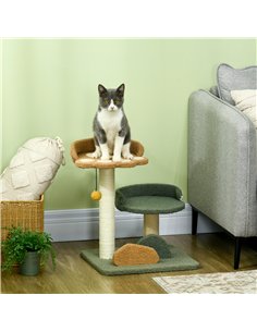 PawHut 52cm Small Cat Tree for Indoor Cats, Scratching Posts with Two Beds, Toy Ball 2