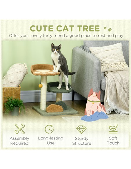 PawHut 52cm Small Cat Tree for Indoor Cats, Scratching Posts with Two Beds, Toy Ball - pic 146831 | FastDaddyshop