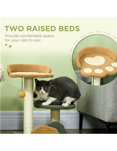 PawHut 52cm Small Cat Tree for Indoor Cats, Scratching Posts with Two Beds, Toy Ball
