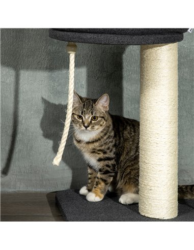 PawHut 240-270cm Floor-To-Ceiling Cat Tree, 5 Tier Cat Climbing Tower, with Bed, Hammock, Platforms, Black and Cream