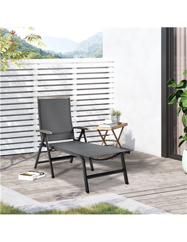 Outsunny Outdoor Folding 5-Position Adjustable Sun Lounger, Grey