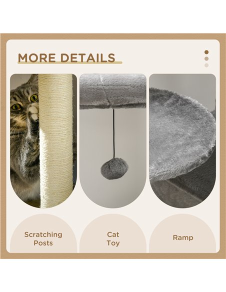PawHut Cat Tree Tower for Indoor Cats, with Scratching Post, Cat House, Toy, Grey - pic 146869 | FastDaddyshop