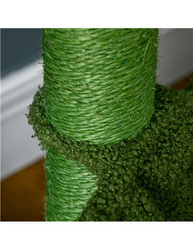 PawHut 82cm Chenille Cactus Cat Tree with Scratching Post, Hammock, Green