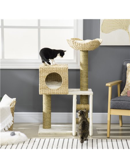 PawHut Cat Tree, with Scratching Posts, Bed, Cat House - Natural Finish - pic 146901 | FastDaddyshop