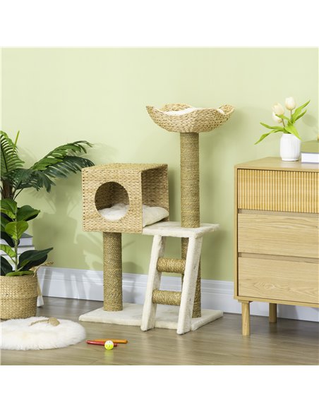 PawHut Cat Tree, with Scratching Posts, Bed, Cat House - Natural Finish - pic 146908 | FastDaddyshop