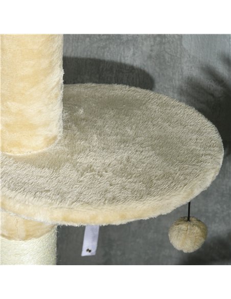 PawHut 255cm Cat Tree Tower for Indoor Cats, with Scratching Post, Cat House, Platform - Beige - pic 146926 | FastDaddyshop