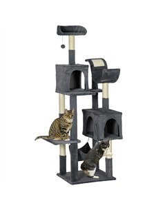 PawHut 177cm Cat Tree with Scratching Post, Hammock, Cat House - Dark Grey