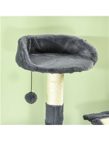 PawHut 177cm Cat Tree with Scratching Post, Hammock, Cat House - Dark Grey