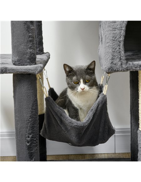 PawHut 177cm Cat Tree with Scratching Post, Hammock, Cat House - Dark Grey - pic 146935 | FastDaddyshop