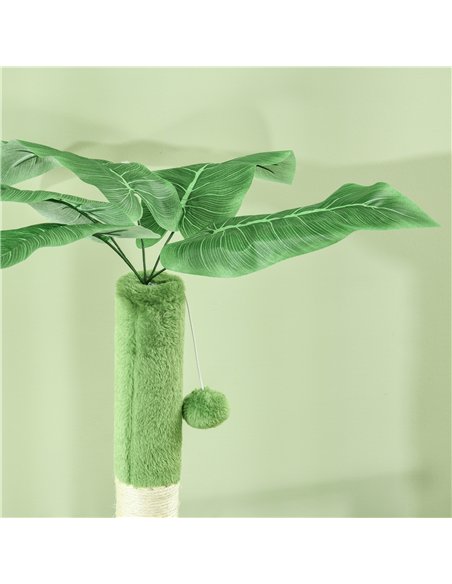 PawHut 142cm Cat Tree Tower, with Scratching Post, Hammock, Toy Ball, Platforms - Green - pic 146942 | FastDaddyshop