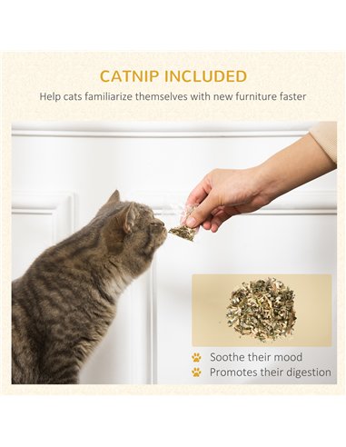 PawHut Two-In-One Cat House, Cat Scratching Board with Scratcher, Catnip, Cat Cardboard Scratcher for Indoor Cats