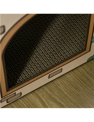 PawHut Two-In-One Cat House, Cat Scratching Board with Scratcher, Catnip, Cat Cardboard Scratcher for Indoor Cats