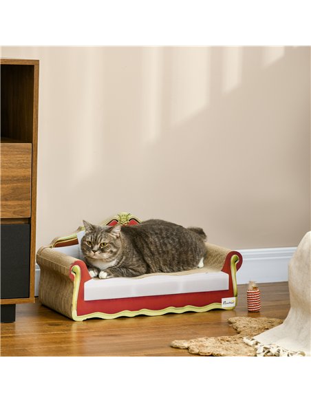 PawHut Cat Cardboard Scratcher, Lounge Sofa Bed with Catnip, 58 x 29.5 x 29cm - pic 146982 | FastDaddyshop