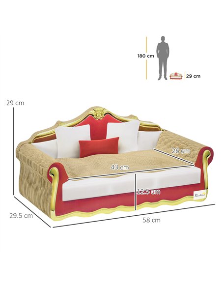 PawHut Cat Cardboard Scratcher, Lounge Sofa Bed with Catnip, 58 x 29.5 x 29cm - pic 146983 | FastDaddyshop