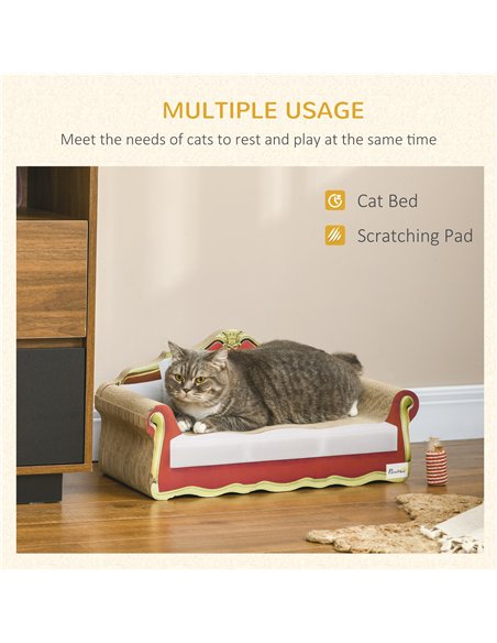 PawHut Cat Cardboard Scratcher, Lounge Sofa Bed with Catnip, 58 x 29.5 x 29cm - pic 146984 | FastDaddyshop