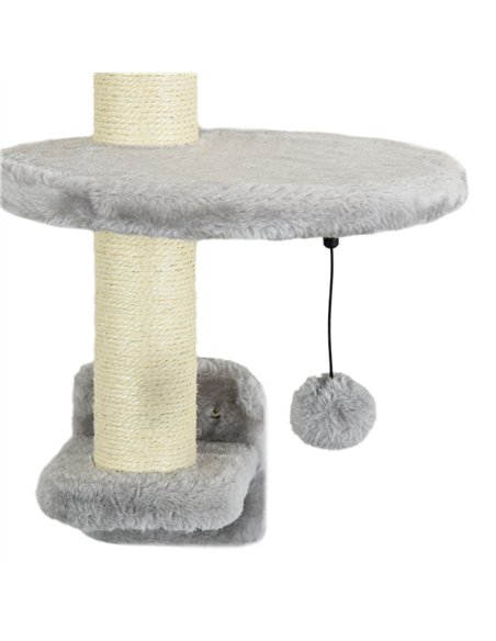 PawHut Three-Piece Wall-Mounted Cat Shelves, with Hammock, Ladder, Platforms, Scratching Post - Grey - pic 146997 | FastDaddyshop