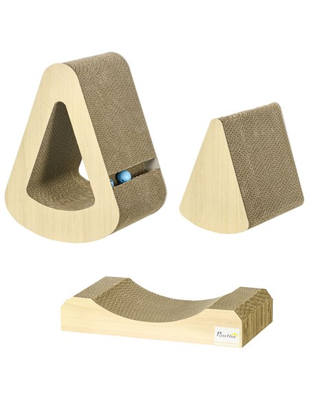 PawHut Cat Scratcher with Catnip, Toy Ball, for Indoor Cats - Sand Brown - pic 146999 | FastDaddyshop