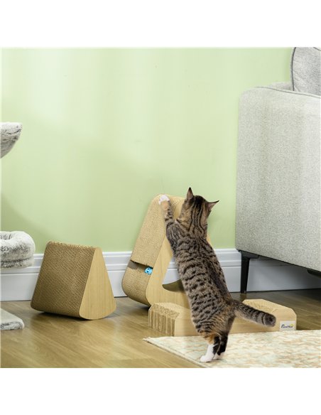PawHut Cat Scratcher with Catnip, Toy Ball, for Indoor Cats - Sand Brown - pic 147000 | FastDaddyshop