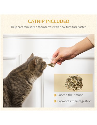 PawHut Cat Scratcher with Catnip, Toy Ball, for Indoor Cats - Sand Brown