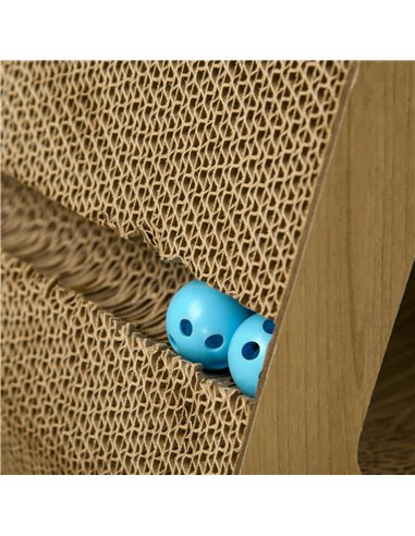 PawHut Cat Scratcher with Catnip, Toy Ball, for Indoor Cats - Sand Brown