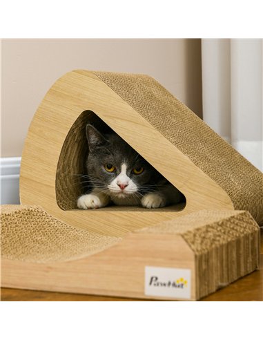 PawHut Cat Scratcher with Catnip, Toy Ball, for Indoor Cats - Sand Brown