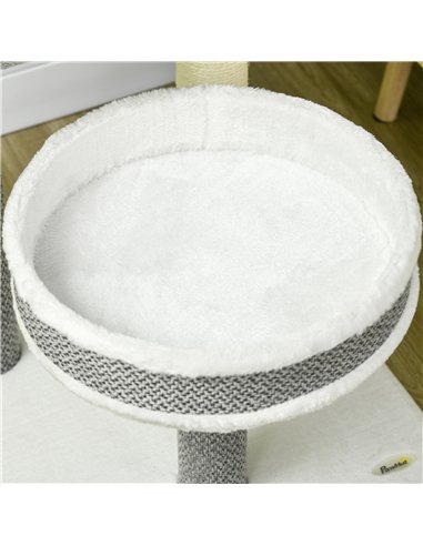 PawHut Cat Tree for Indoor Cats, with Scratching Post, Bed, Tunnel, Toy Ball, 48 x 48 x 73cm - White