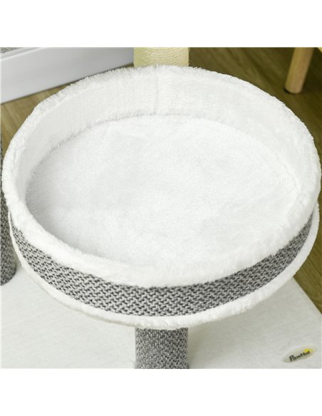 PawHut Cat Tree for Indoor Cats, with Scratching Post, Bed, Tunnel, Toy Ball, 48 x 48 x 73cm - White - pic 147024 | FastDaddyshop