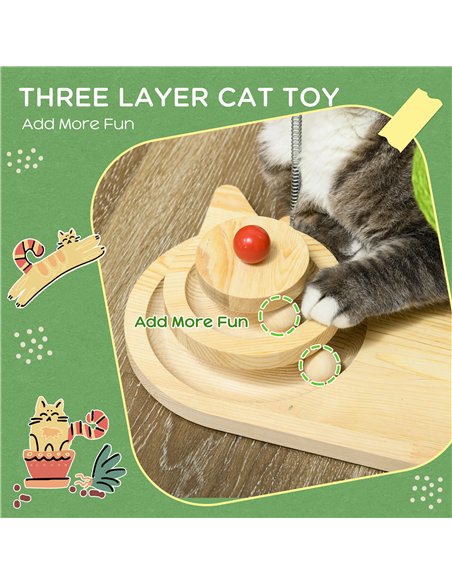 PawHut Mushroom-Shaped Cat Scratching Post, with Toy Balls, Feather for Indoor Cats, 35 x 21 x 26cm - Natural Tone - pic 147049 | FastDaddyshop