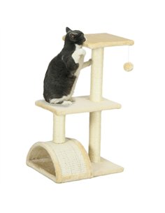 PawHut 72cm Cat Tree with Scratching Post, Pad for Indoor Cats - Cream White