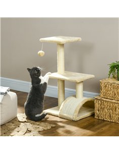 PawHut 72cm Cat Tree with Scratching Post, Pad for Indoor Cats - Cream White 2