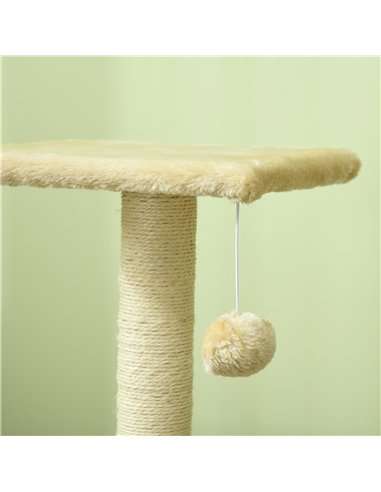 PawHut 72cm Cat Tree with Scratching Post, Pad for Indoor Cats - Cream White