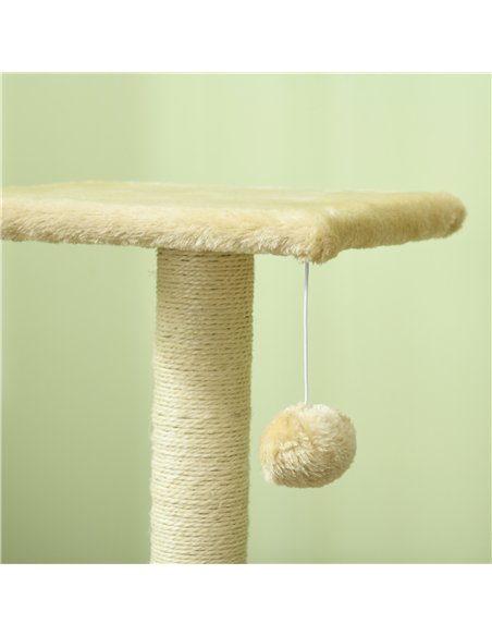 PawHut 72cm Cat Tree with Scratching Post, Pad for Indoor Cats - Cream White - pic 147059 | FastDaddyshop